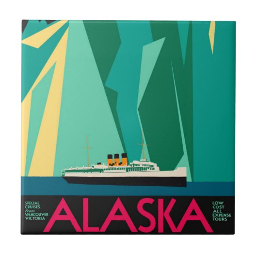  Alaska Travel Poster Art, Taku Glacier Tegeltje (Voorkant)