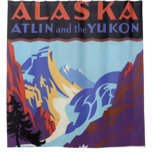 Alaska Travel Poster, Atlin en de Yukon Douchegordijn (Voorkant)