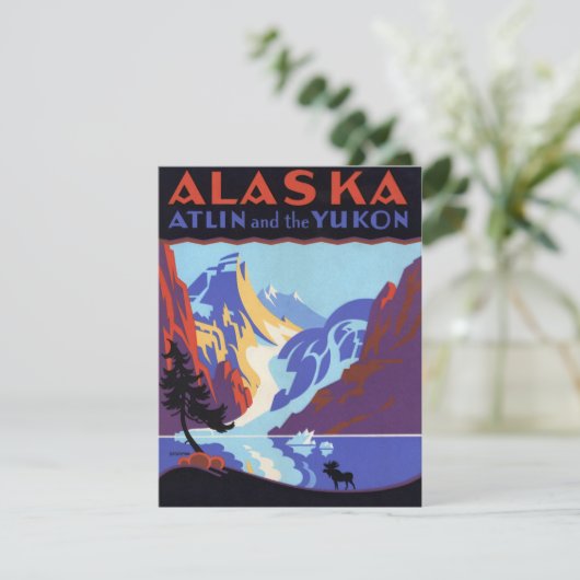  Alaska Travel Poster, Atlin en de Yukon Kaart (Staand voorkant)