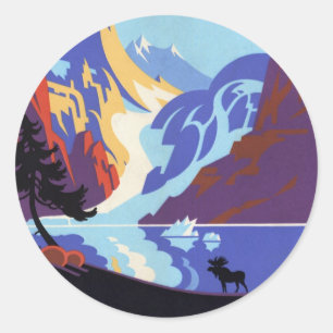  Alaska Travel Poster, Atlin en de Yukon Ronde Sticker