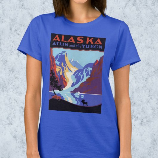  Alaska Travel Poster, Atlin en de Yukon T-shirt
