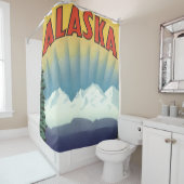  Alaska Travel Poster Kunst, Schilderachtig landsc Douchegordijn (In situ)