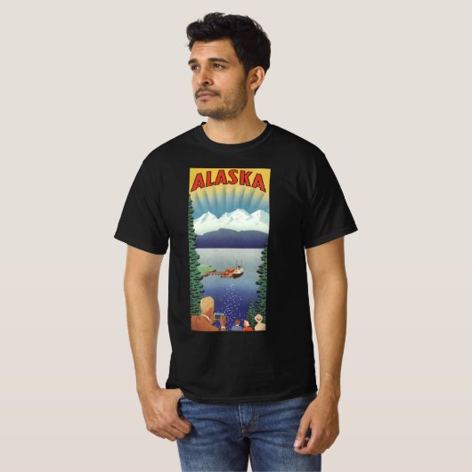 Alaska Travel Poster Kunst, Schilderachtig landsc T-shirt (Voorkant volledig)