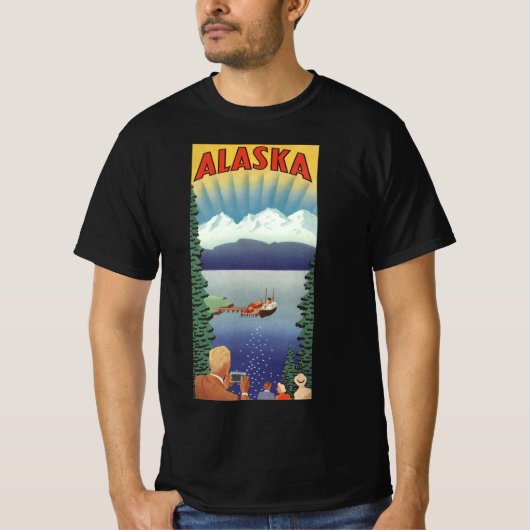  Alaska Travel Poster Kunst, Schilderachtig landsc T-shirt (Voorkant)