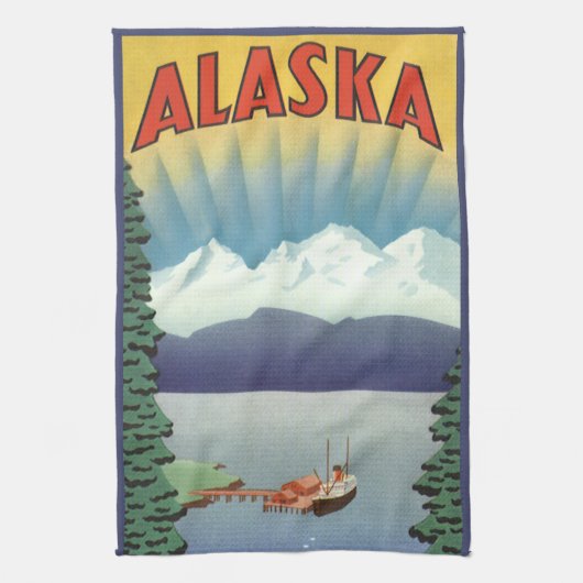  Alaska Travel Poster Kunst, Schilderachtig landsc Theedoek (Verticaal)