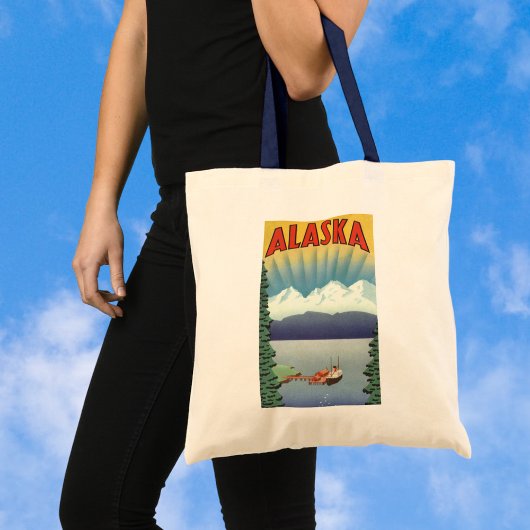  Alaska Travel Poster Kunst, Schilderachtig landsc Tote Bag