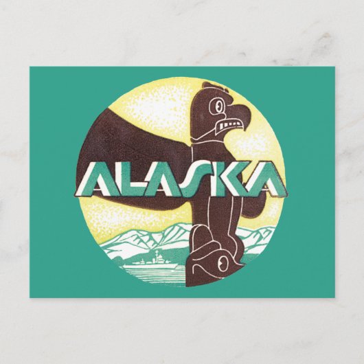  Alaska Travel Totem Pole Eagle Bird Briefkaart (Voorkant)