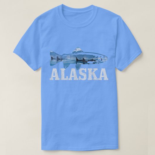 Alaska Trout Salmon Fly Fishing Orca Whale Na T-shirt (Design voorkant)