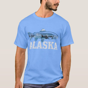 Alaska Trout Salmon Fly Fishing Orca Whale Na T-shirt