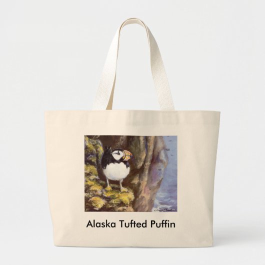 Alaska Tufted Puffin Grote Tote Bag (Voorkant)
