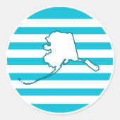 Alaska US State Outline Blue Retro Circle Ronde Sticker (Voorkant)