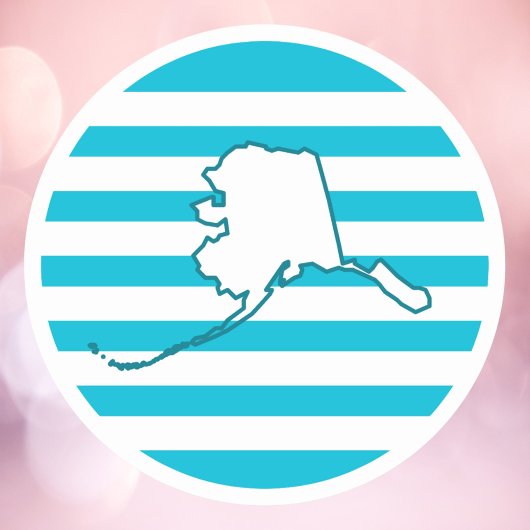Alaska US State Outline Blue Retro Circle Ronde Sticker