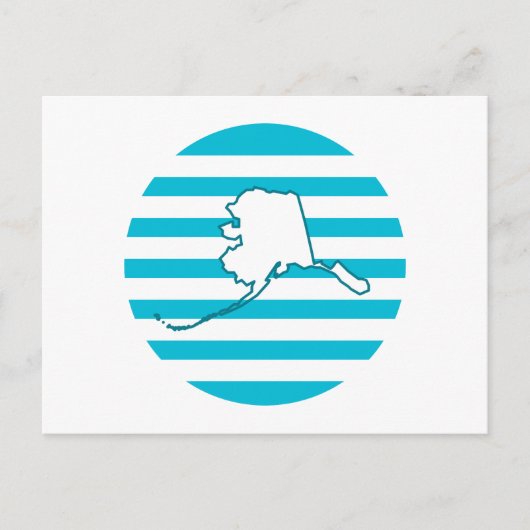 Alaska US State Retro Circle Blauw Briefkaart (Voorkant)