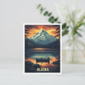 Alaska USA Art Vintage Illustratie Reizen Briefkaart (Staand voorkant)