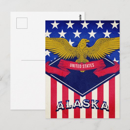 Alaska USA Flag Briefkaart (Voorkant / Achterkant)