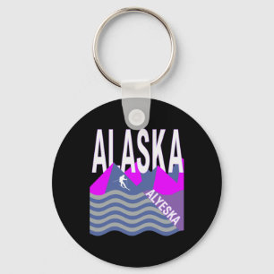 Alaska USA Ski Resort Snowboarden Winterskiën Sleutelhanger