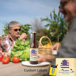 Alaska USA State Monogram 🍺 Aangepaste kleuren Bier Etiket