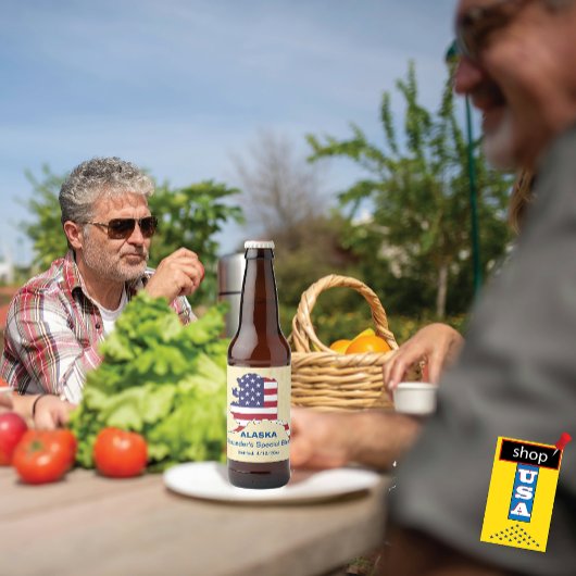 Alaska USA State Monogram 🍺 Aangepaste kleuren Bier Etiket