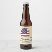 Alaska USA State Monogram 🍺 Aangepaste kleuren Bier Etiket (Voorkant)