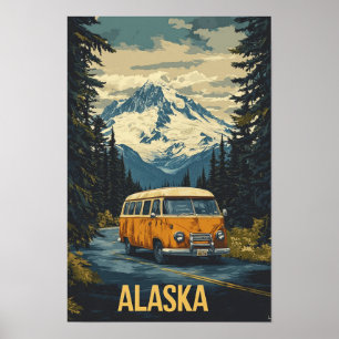 Alaska USA Vintage Illustratie Reizen Poster