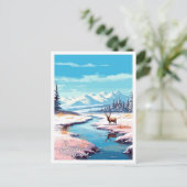 Alaska Verenigde Staten vintage reisillustratie Briefkaart (Staand voorkant)