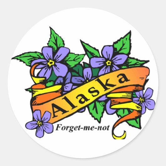Alaska vergeet me niet ronde sticker (Voorkant)