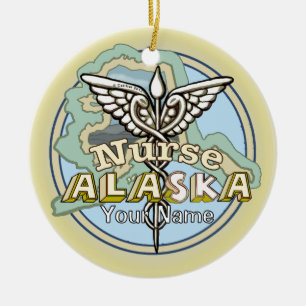 Alaska Verpleegster Caduceus Keramisch Ornament