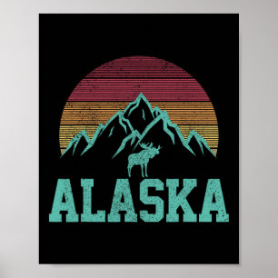 Alaska Vintage Eland Outdoor Natuur Wandel Souveni Poster