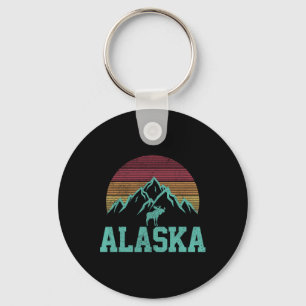 Alaska Vintage Eland Outdoor Natuur Wandel Souveni Sleutelhanger