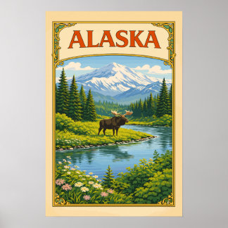 Alaska Vintage Eland Woudland Poster