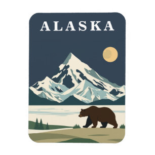 Alaska Vintage Reis Grizzlybeer Magneet
