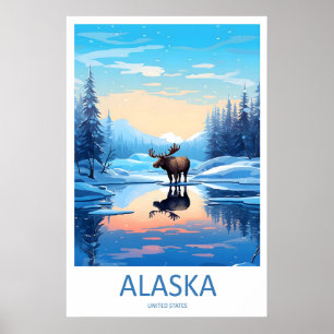 Alaska Vintage Reisposter Ski Nationaal Park Poster