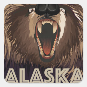 Alaska vintage reisposter vierkante sticker