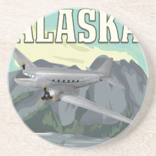Alaska Vintage Reisposter Zandsteen Onderzetter