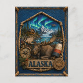 Alaska Vintage Reizen Briefkaart (Voorkant)