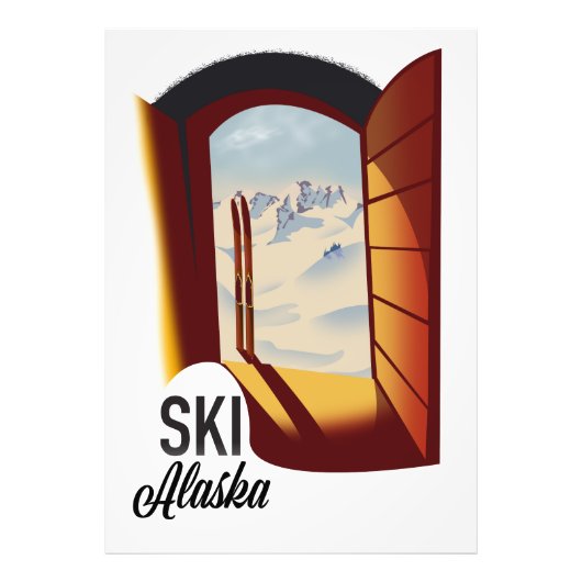 Alaska vintage stijl ski poster (Voorkant)