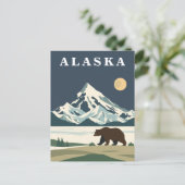 Alaska Vintage Travel Grizzly Bear Briefkaart (Staand voorkant)