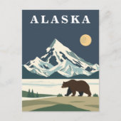 Alaska Vintage Travel Grizzly Bear Briefkaart (Voorkant)