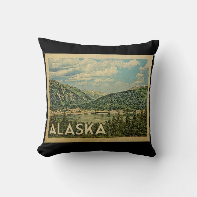 Alaska Vintage Travel Kussen (Voorkant)