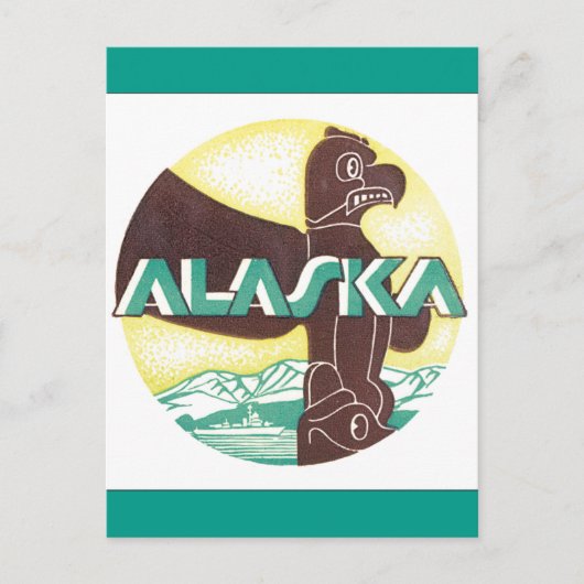 Alaska Vintage Travel Poster Briefkaart (Voorkant)