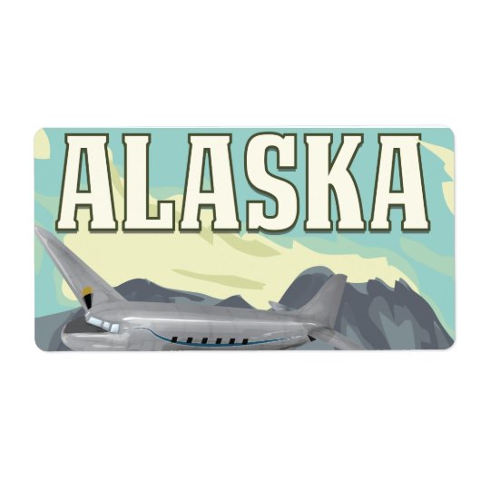 Alaska Vintage Travel Poster Etiket (Voorkant)