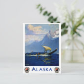 Alaska Vintage Travel Poster teruggezet Briefkaart (Staand voorkant)