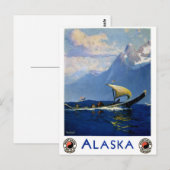 Alaska Vintage Travel Poster teruggezet Briefkaart (Voorkant / Achterkant)