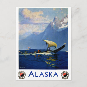 Alaska Vintage Travel Poster teruggezet Briefkaart