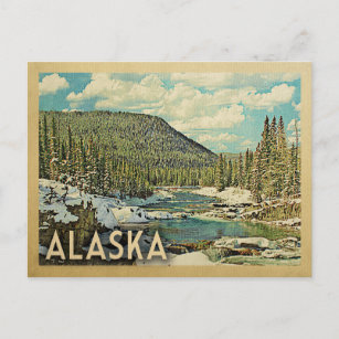 Alaska Vintage Travel Snowy Winter Natuur Briefkaart