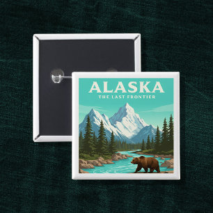 Alaska Vintage Vierkante Button 5,1 Cm