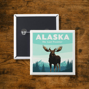 Alaska Vintage Vierkante Button 5,1 Cm
