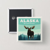 Alaska Vintage Vierkante Button 5,1 Cm (Voorkant /achterkant)