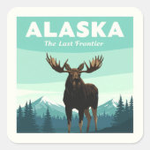 Alaska Vintage Vierkante Sticker (Voorkant)