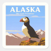 Alaska Vintage Vierkante Sticker (Voorkant)